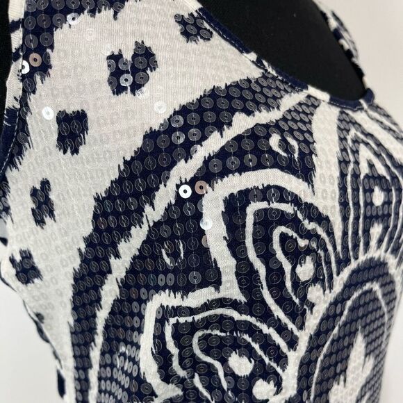 I.N.C. International Concepts Sequin Sleeveless Top Sz Small Women’s Blue White - Picture 3 of 12